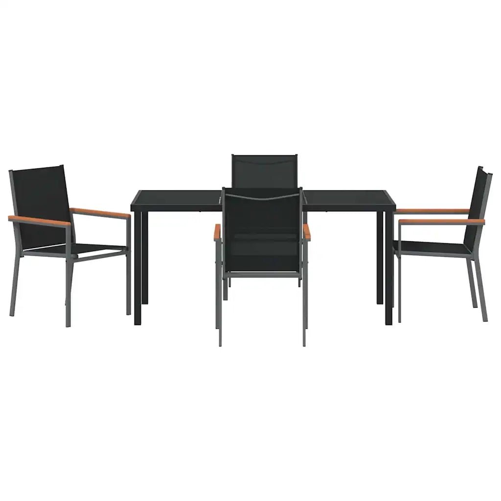 Set da Pranzo per Giardino 5 pcs Nero 3379089