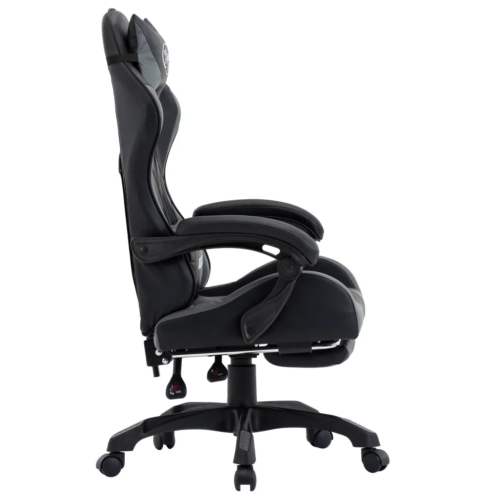 Sedia da Gaming con Poggiapiedi Grigia e Nera in Similpelle 287990