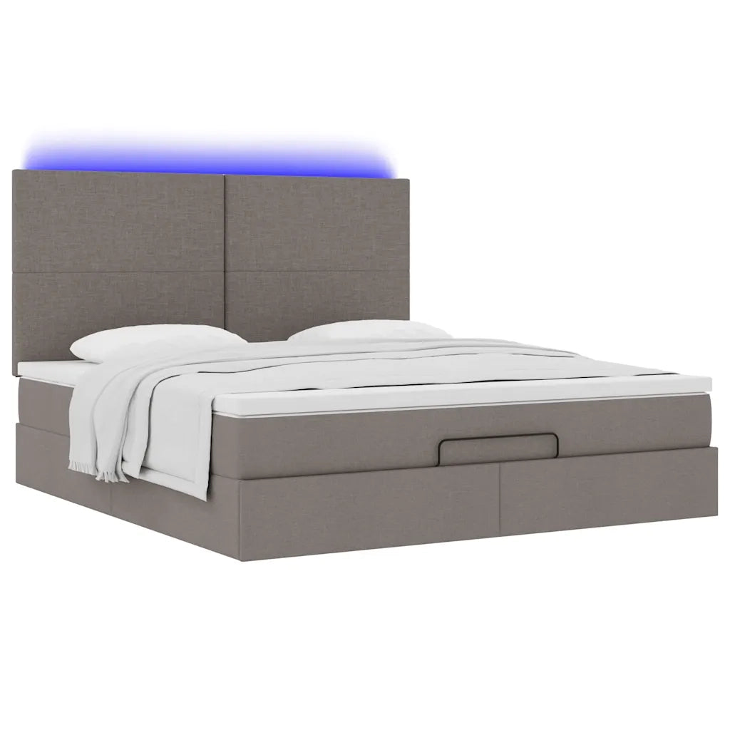 Struttura Letto Pouf con Materasso Tortora 180x200cm in Tessuto 3313945