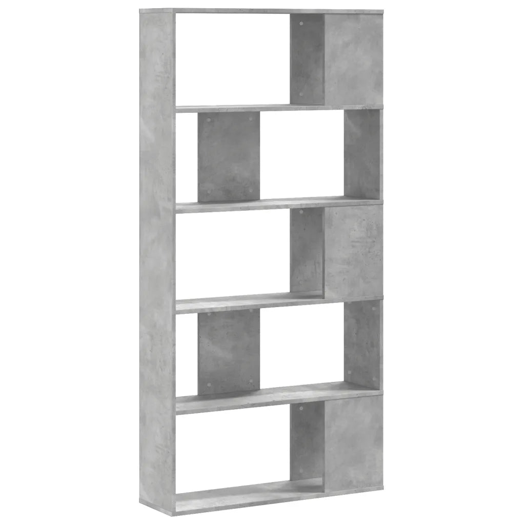 vidaXL Libreria 5 Ripiani Grigio Cemento 80,5x23,5x162,5cm Multistrato