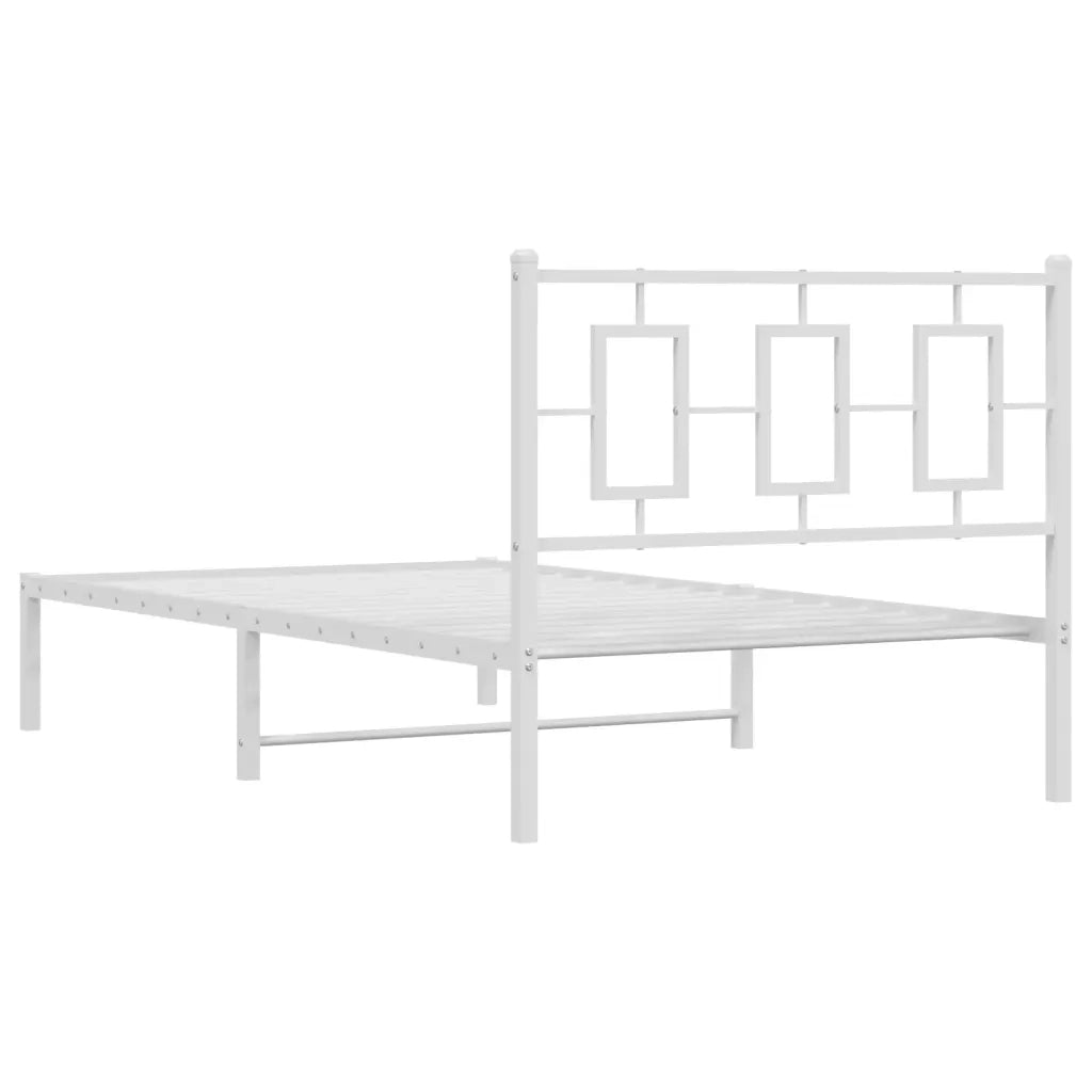 Letto singolo | Letto per adulti | Giroletto con Testiera Metallo Bianco 100x190 cm