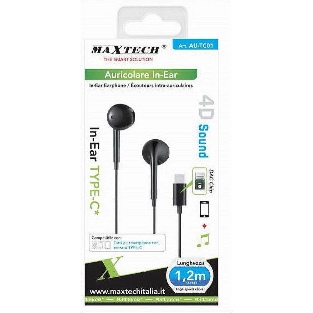 Trade Shop - Auricolare In-ear Cuffie 1.2mt Connettore Type-c Dac Chip Per Smartphone Au-tc01 -