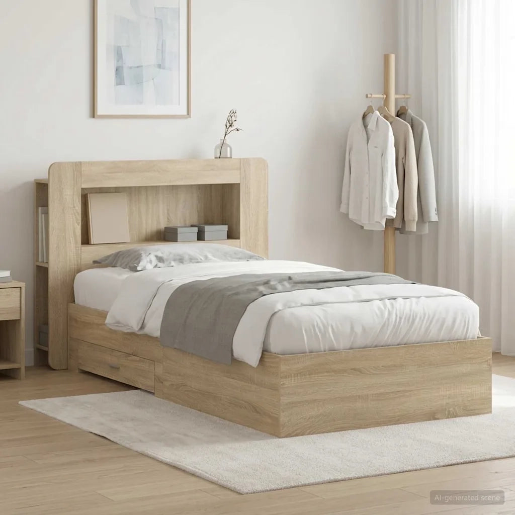 Telaio del letto con storage Rovere Sonoma 80 x 200 cm