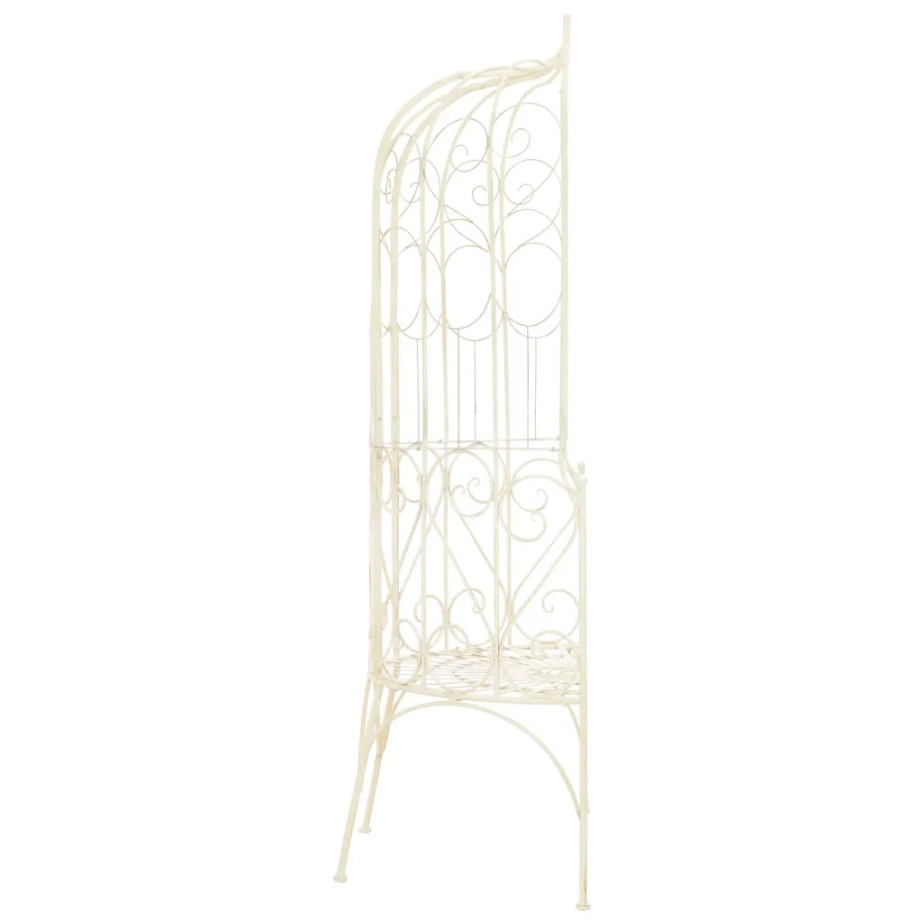 Panchina da Giardino 95 cm in Ferro Bianco Anticato cod mxl 49366