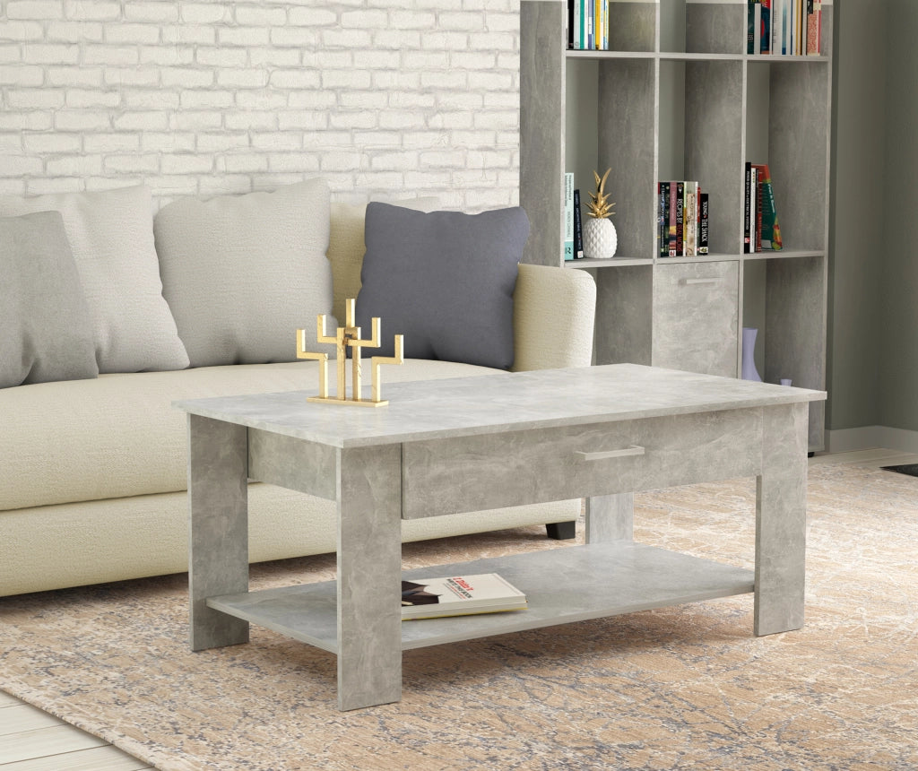 TAVOLINO MYRTO PER SALOTTI IN DESIGN MODERNO GRIGIO EFFETTO CEMENTO