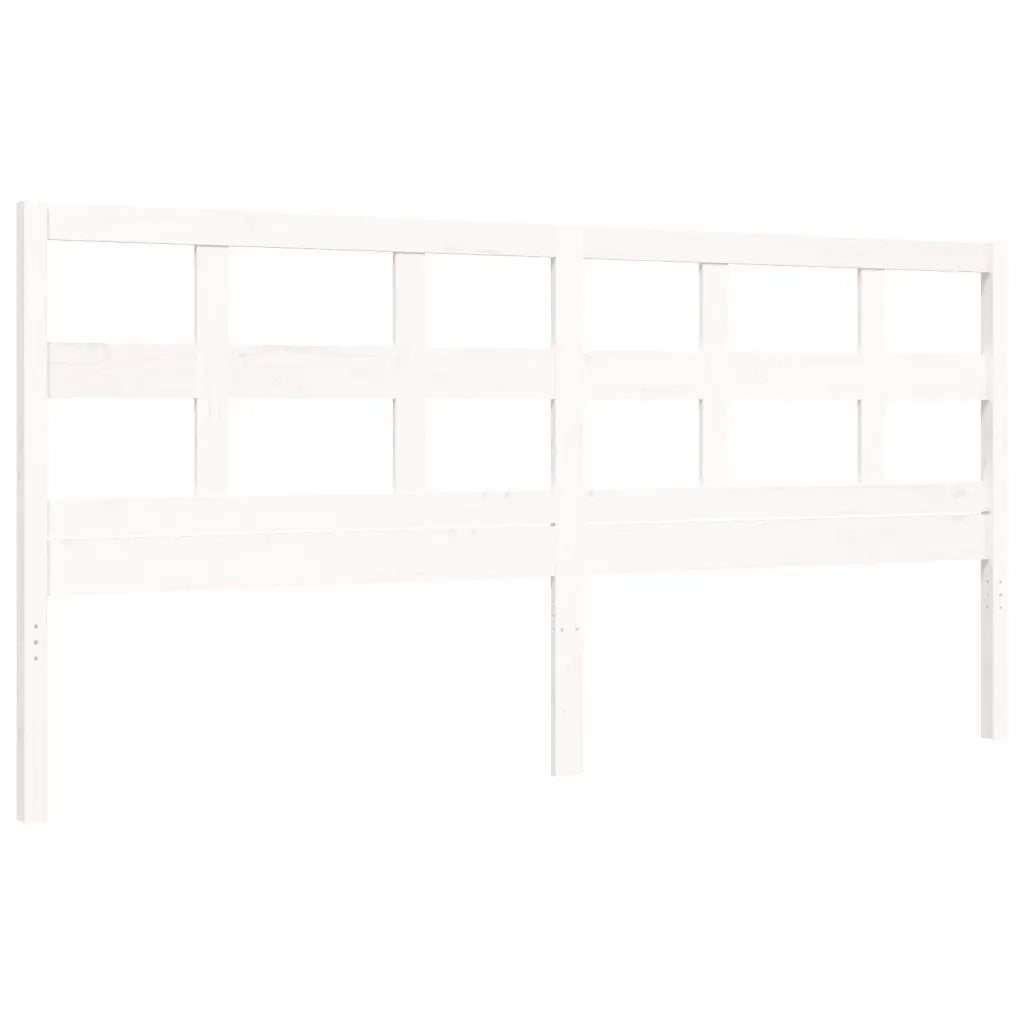 Giroletto con Testiera-Struttura Letto con testiera Bianco 200x200 cm in Legno Massello 784134