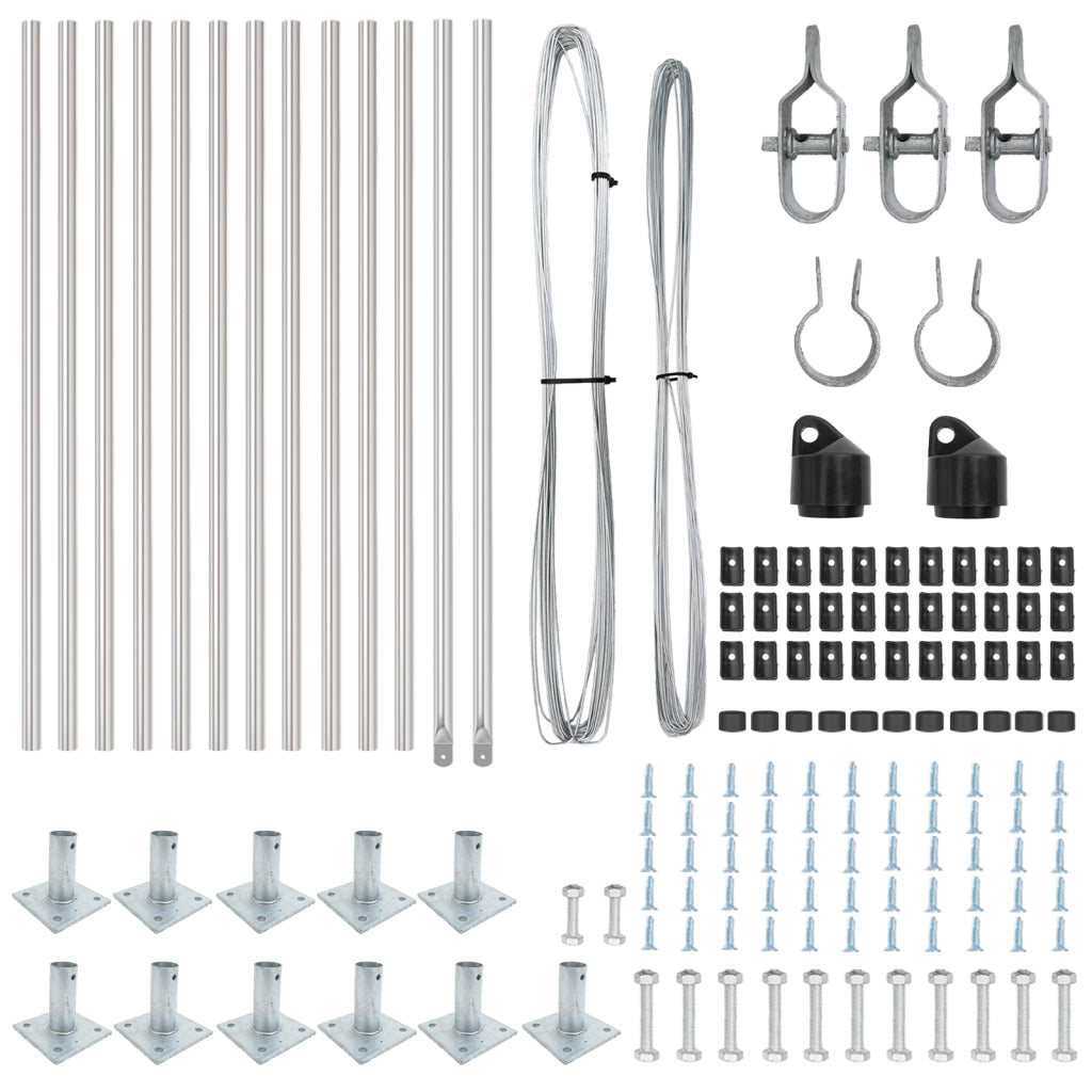 Pali per recinzione con basi 13 pcs Ã˜32mm 50cm Acciaio zincato
