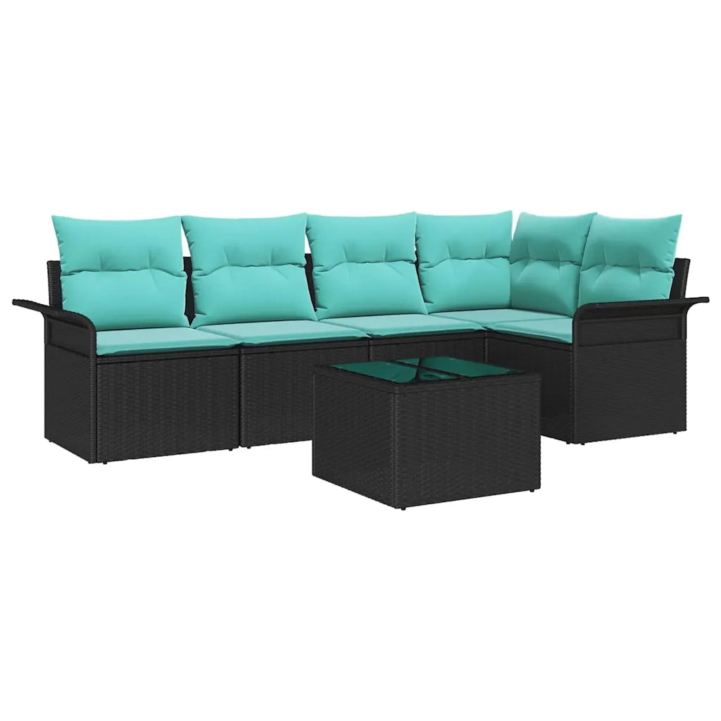 Set Divano da Giardino con archiviazione 6 pcs Nero polyrattan