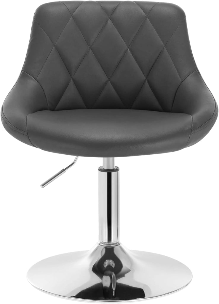 Set di 2 Casa Sedia Alta per Cucina con Schienale in PU, senza Poggiapiedi, l'altezza può essere regolata tra 42-58 cm, Grigio, BH241gr-2