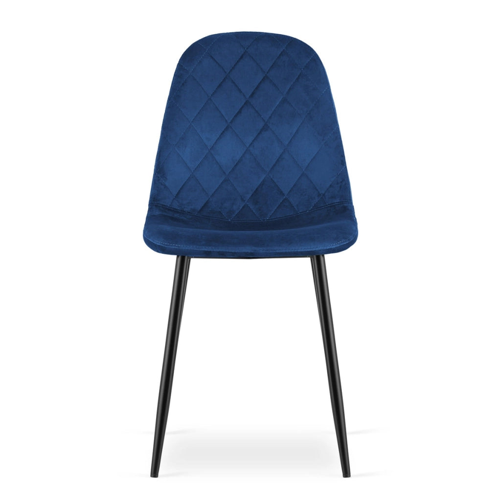 Sedia Asti in velluto blu notte con gambe in metallo