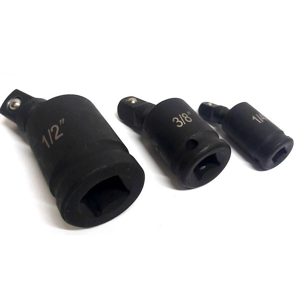 Trade Shop - Adattatore Chiave Bussola Cricchetto Set 3pz Riduttori 1/2 1/4 3/8 Snodo Sferico -