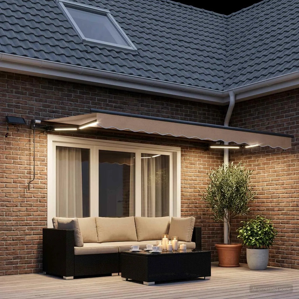 Tenda retrattile Tortora 600 × 300 cm Tessuto e Alluminio 3426488