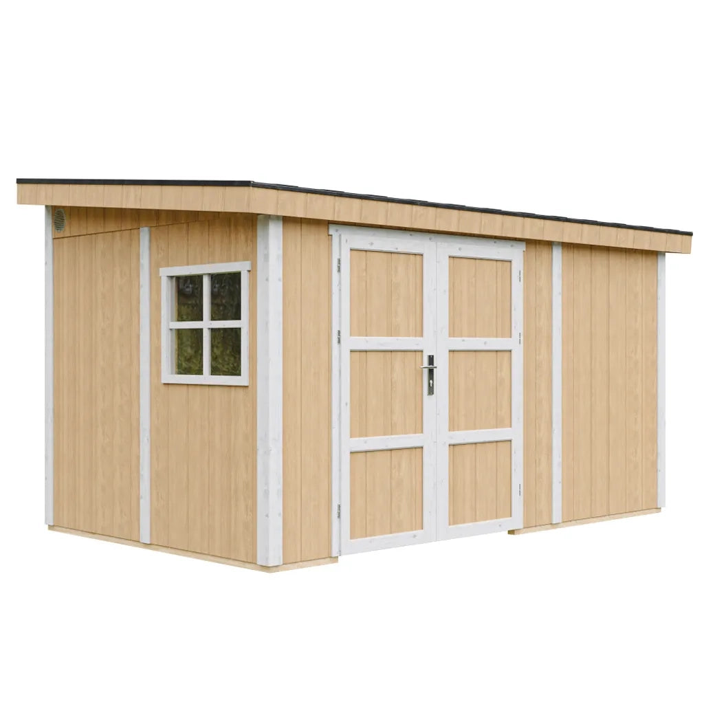 Casetta da giardino di qualit?  PREMIUM 8,68 m?² - H231x248x412 cm - Senza pavimento e parete laterale - Timbela M939B-HARVEST HONEY