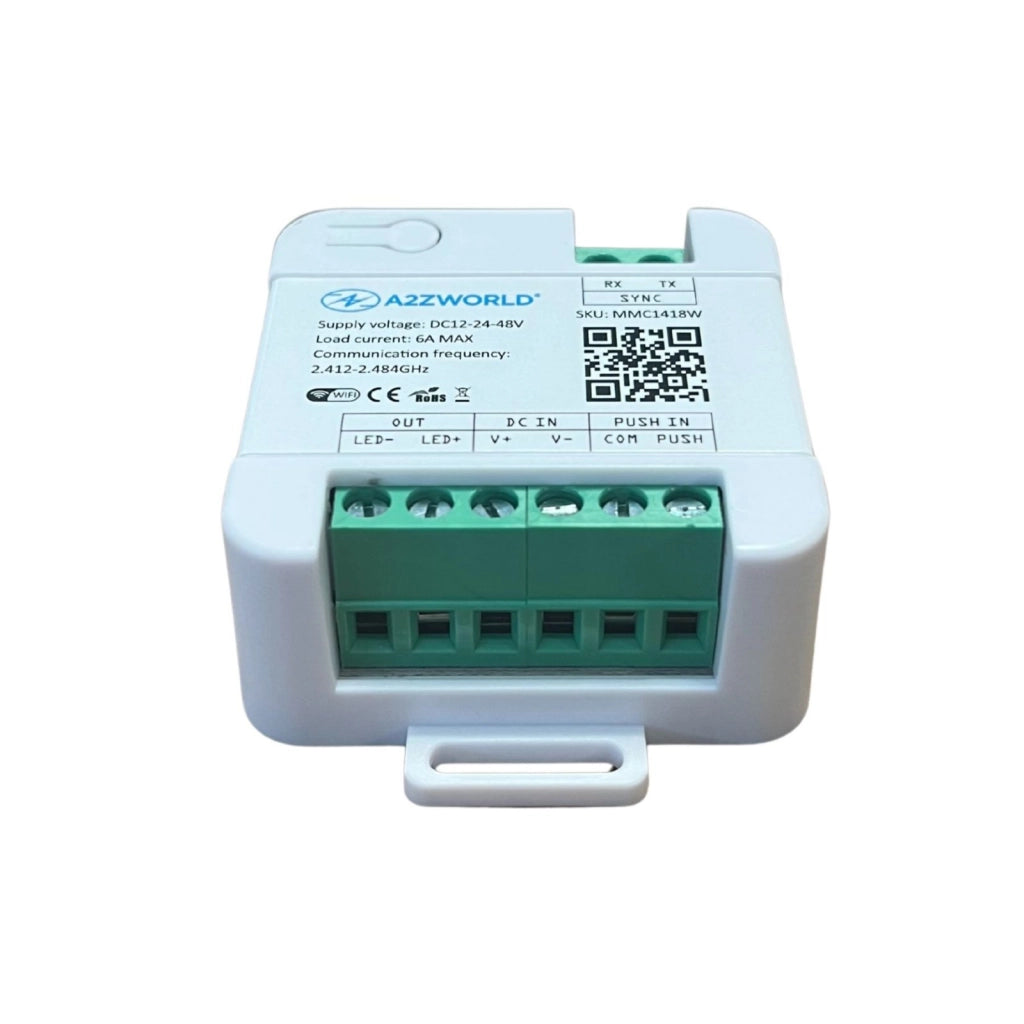 LED Dimmer WiFi 2.4G + Pulsante, Compatibile TUYA e Smart Life, 12V 24V 48V 6A, Controllo Smart, IP20