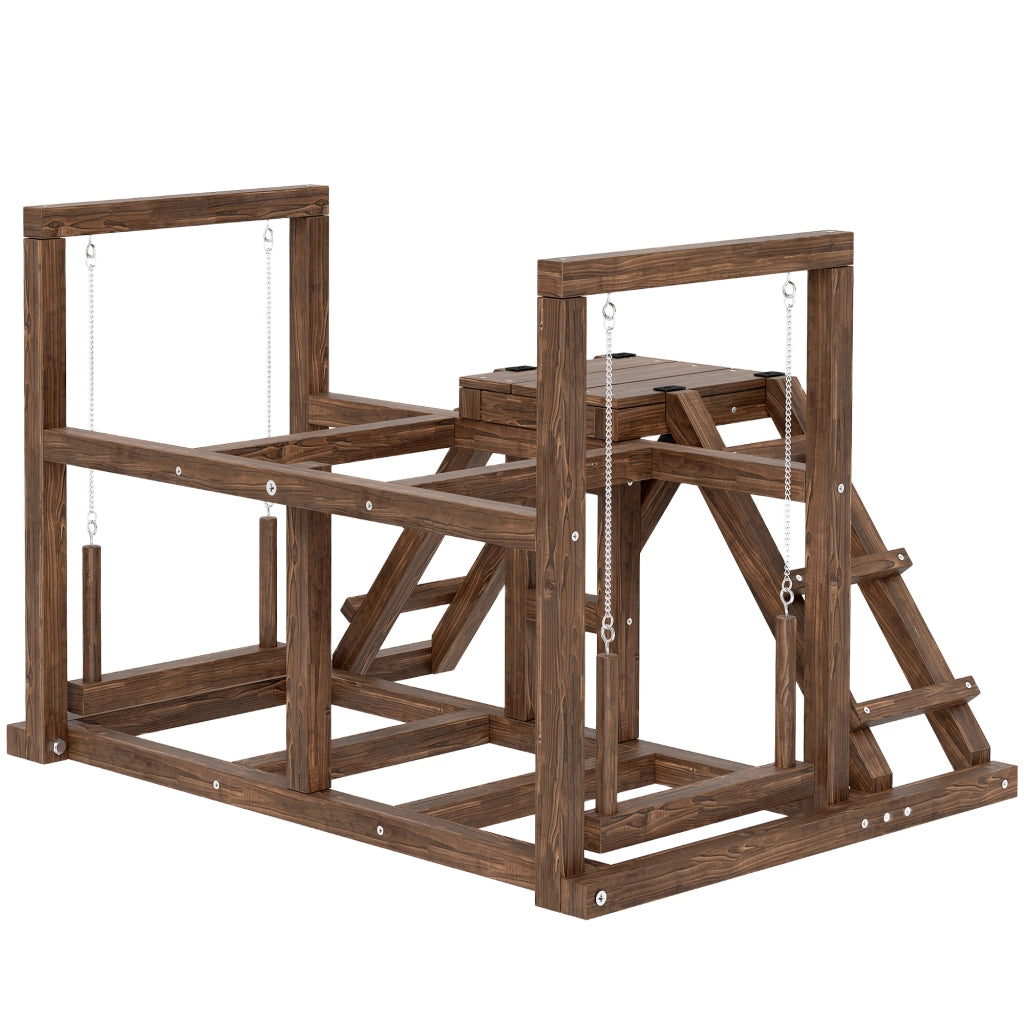 Gioco per bambini in legno con altalena e piattaforme ¨C zephmum ¨C 82x60x55 cm marrone