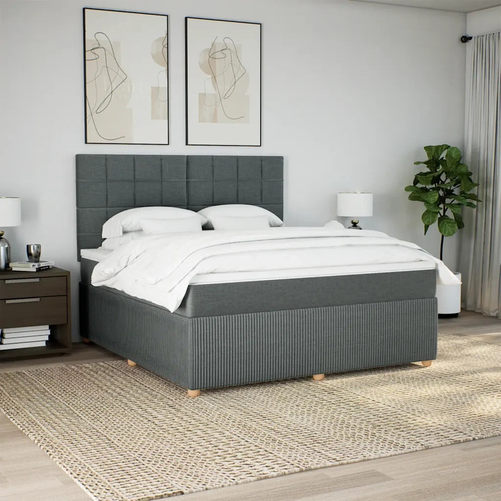 Giroletto a Molle con Materasso Grigio Scuro 180x200 cm Tessuto