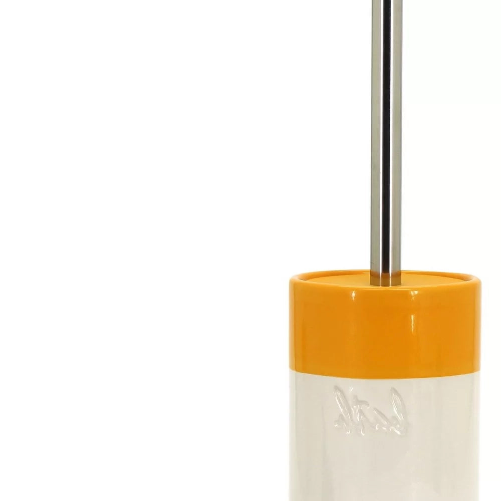 Portascopino in ceramica giallo/bianco - serie Bath