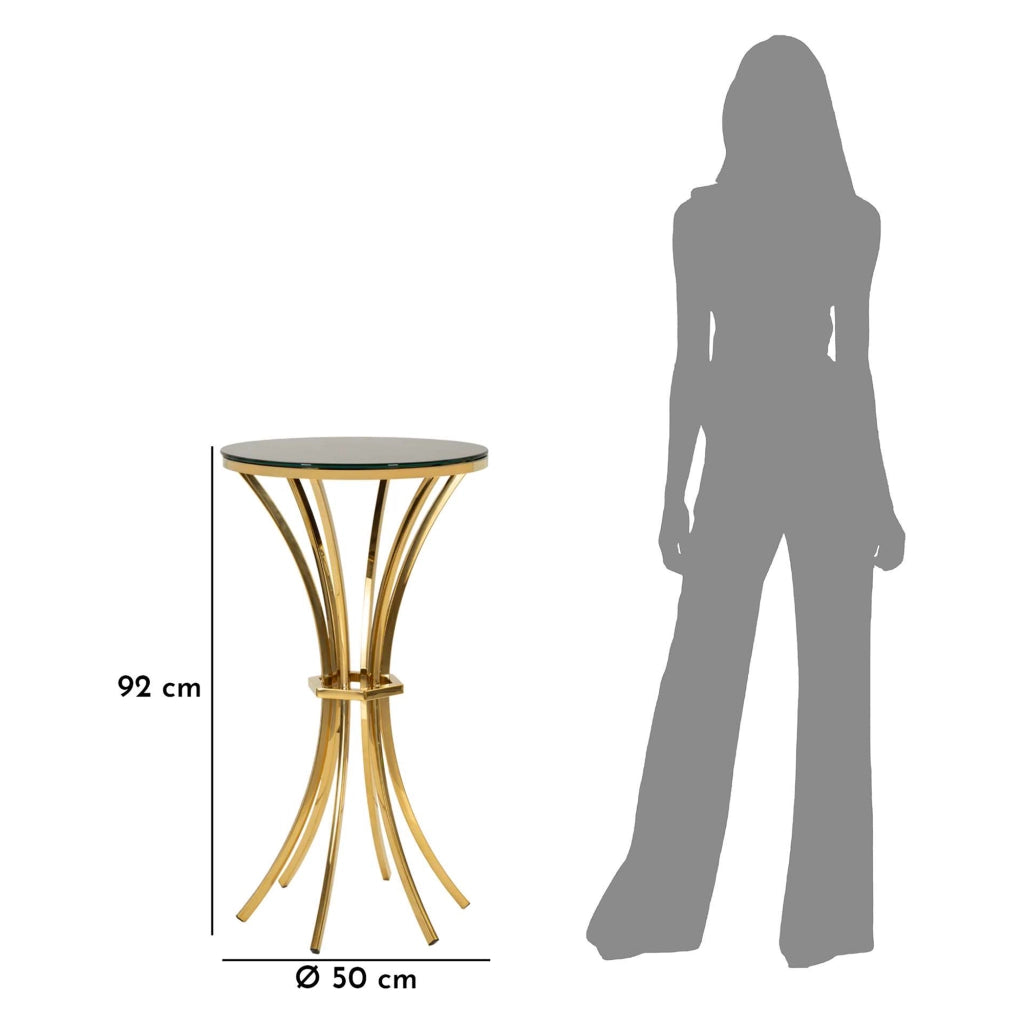 Datelosa, Tavolino da Salotto Forma Rotondo, 50x50x92h cm oro