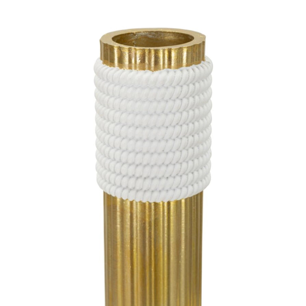 Vaso Bann Big bianco e oro in resina 15,3x30,5 cm