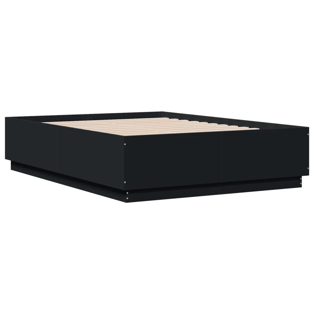 Giroletto con Luci LED Nero 120x190 cm in Legno Multistrato