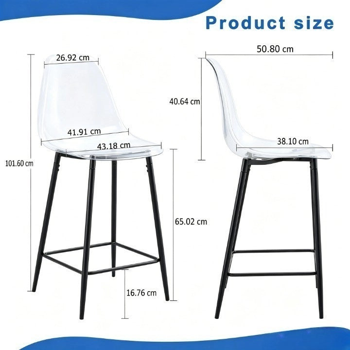 Set 2 Sgabelli da Bar Trasparenti ¨C MINIMAL ¨C Struttura in Metallo, Design Moderno