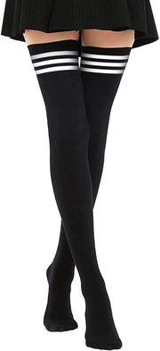 Calze per ginocchio femminili extra lunghi - Calze per ginocchio alto - Calze a strisce - Calze per ginocchio alto - Calze sportivi - Abbigliamento di alta qualità - Calze lunghi