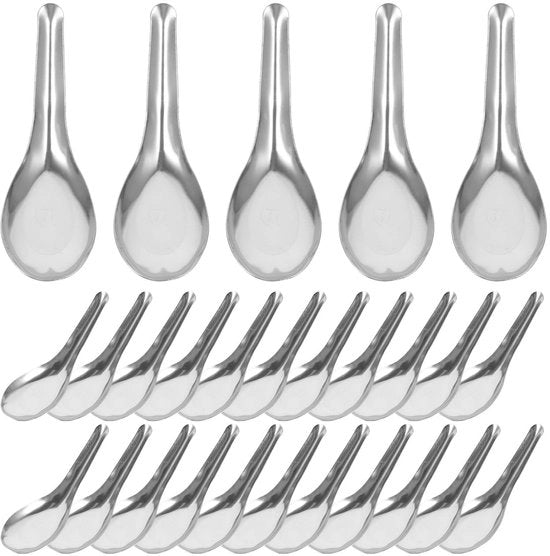 Lepels da Servizio per Zuppa 50 pz - Manici in Acciaio Inossidabile - Progettazione Ergonomica - Costruzione Solida - Adatto per Zuppa/Grani - Finissaggio Liscio Elevato - Lepels da Servizio