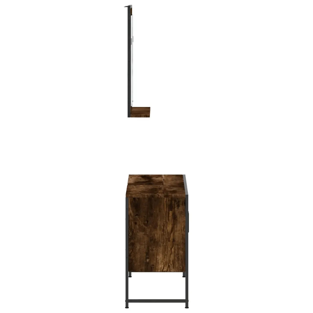 Set Mobili da Bagno | Armadio da bagno 2 pz Rovere Fumo in Legno Multistrato