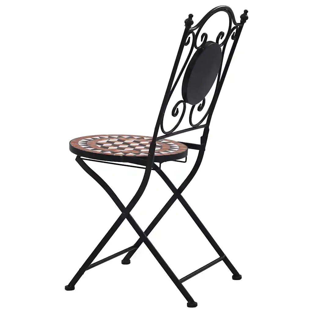Sedie da Bistrò con Mosaico 2 pz Marroni in Ceramica 46714