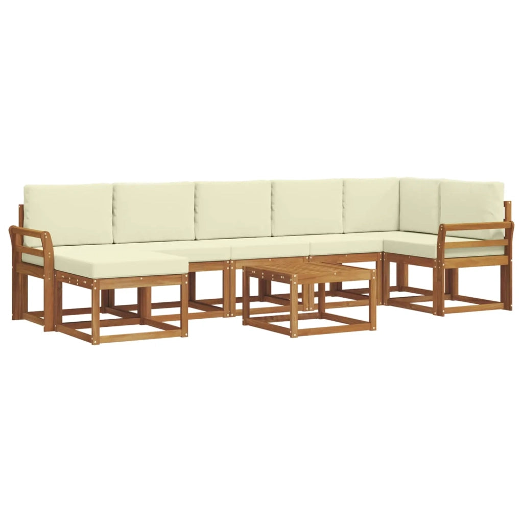Set di divani da esterno con cuscino 8 pcs Naturale e Crema