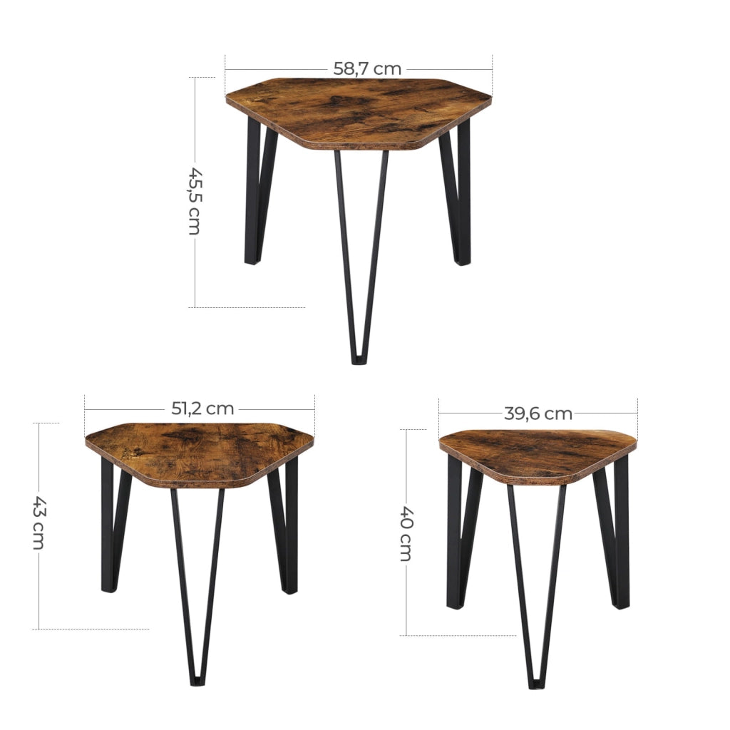 Tavolini da caffè rustici Valora TABLES 3 pezzi per soggiorno x3