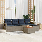 Salotto da Giardino-Set Divani da Giardino 6 pz con Cuscini Grigio in Polyrattan 114888
