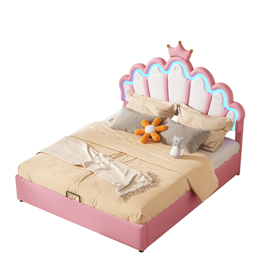 Letto imbottito con LED rosa ¨C Minimal ¨C 140x200 cm