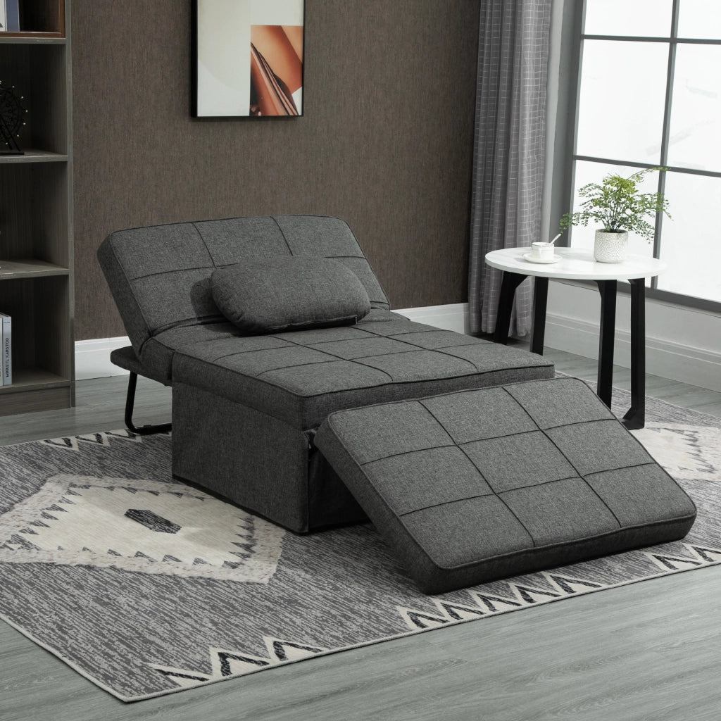 Poltrona letto inclinabile ¨C Zephmum ¨C Grigio, Tela di lino, 200 kg