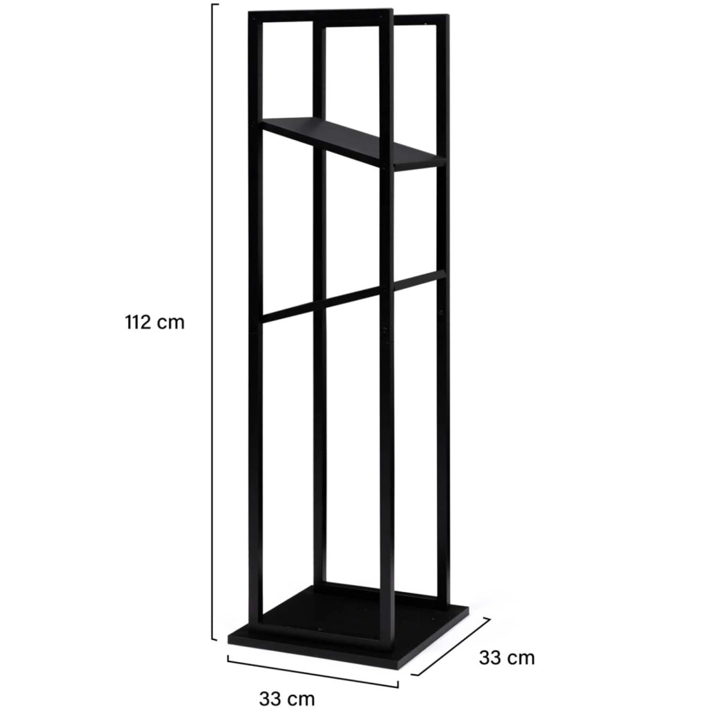IDMarket - Portaceppi verticale in acciaio nero con 2 ripiani H.112 CM per caminetti