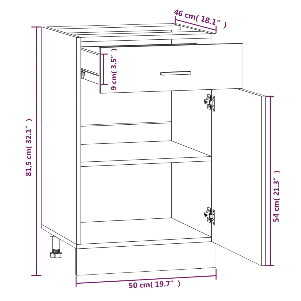 Mobile con Cassetto “Lyon” Grigio Sonoma 50x46x81,5 815574