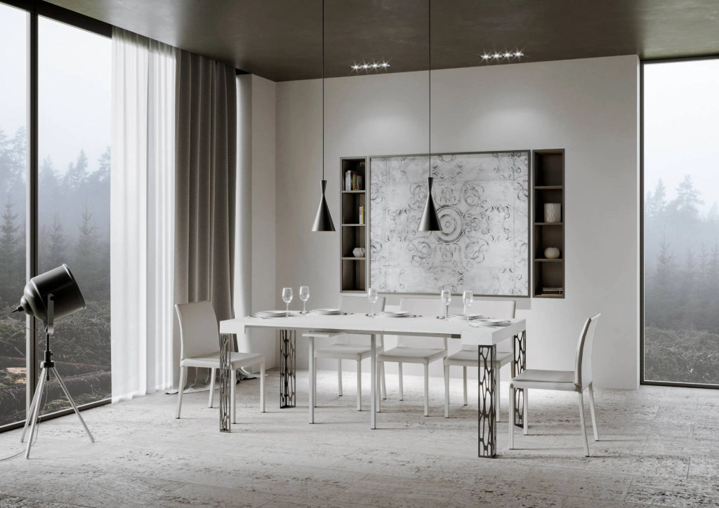 Consolle Allungabile 90-196x40x77 cm in Nobilitato Bianco