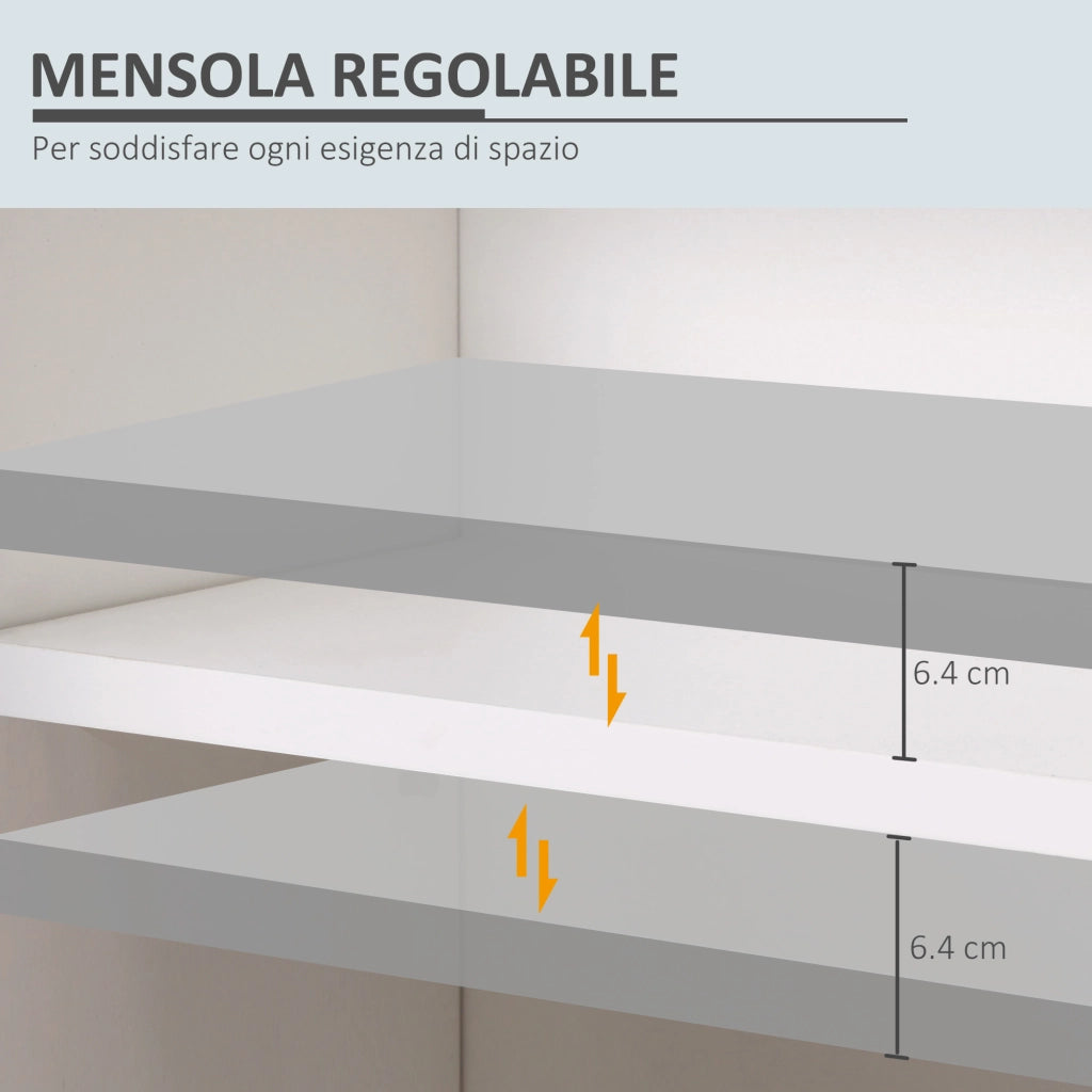 EasyComfort Mobile Sottolavabo per Bagno a 2 Ante, Armadietto Salvaspazio per Lavandino in Legno con Mensola Regolabile, Bianco Lucido