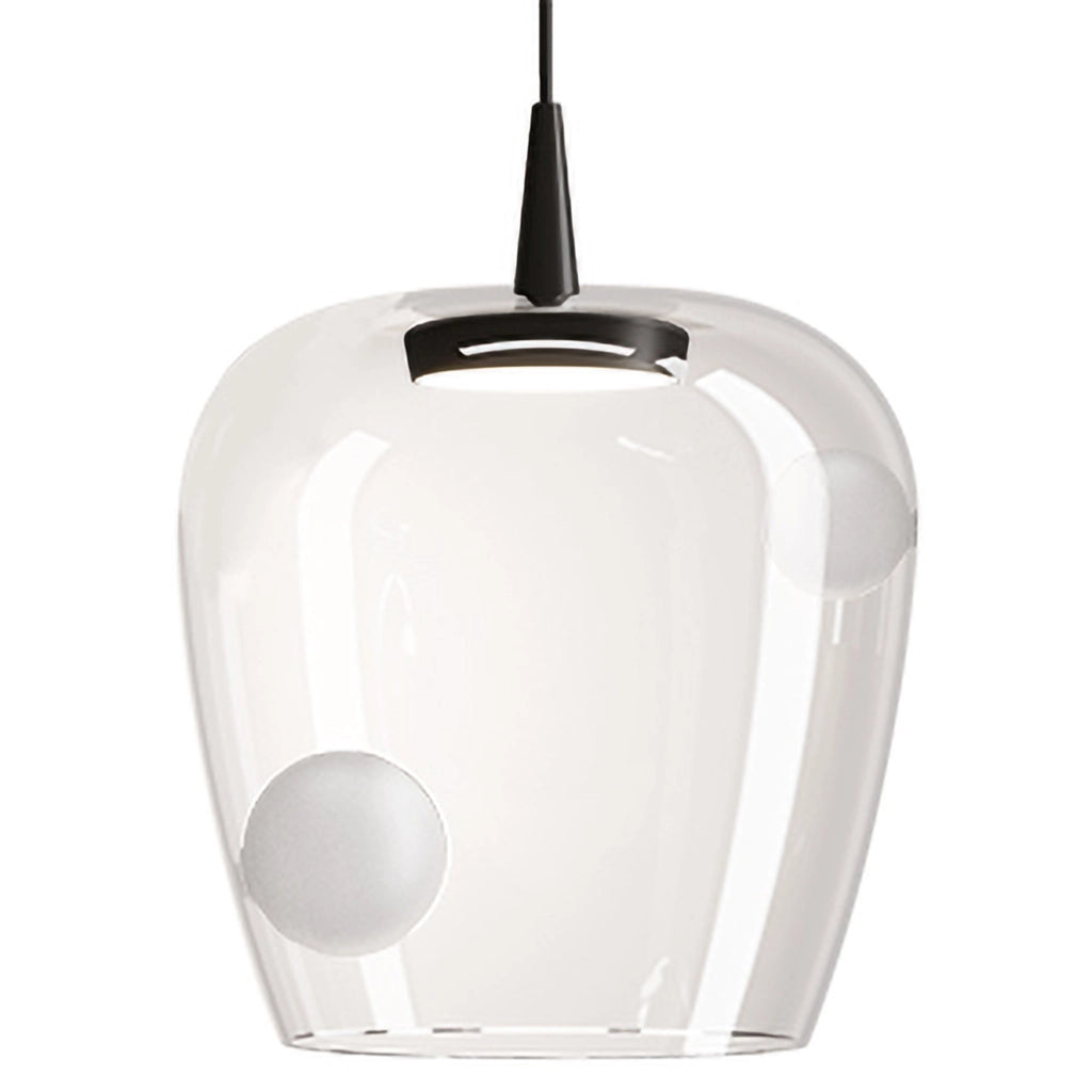 Zafferano Lampada a sospensione Bilia 27cm LED TRIAC 8W 2700K Vetro borosilicato soffiato a bocca Nero Sabbiato finitura di alta qualità design