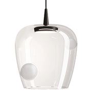 Zafferano Lampada a sospensione Bilia 27cm LED TRIAC 8W 2700K Vetro borosilicato soffiato a bocca Nero Sabbiato finitura di alta qualità design