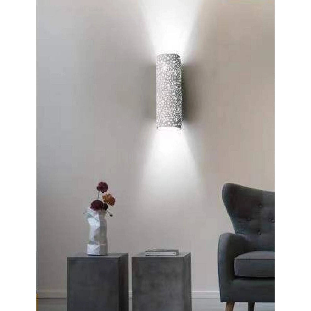 Trade Shop - Applique In Gesso A Parete Doppia Emissione Luce 2xg9 Cilindro Traforato Gs-e38 -