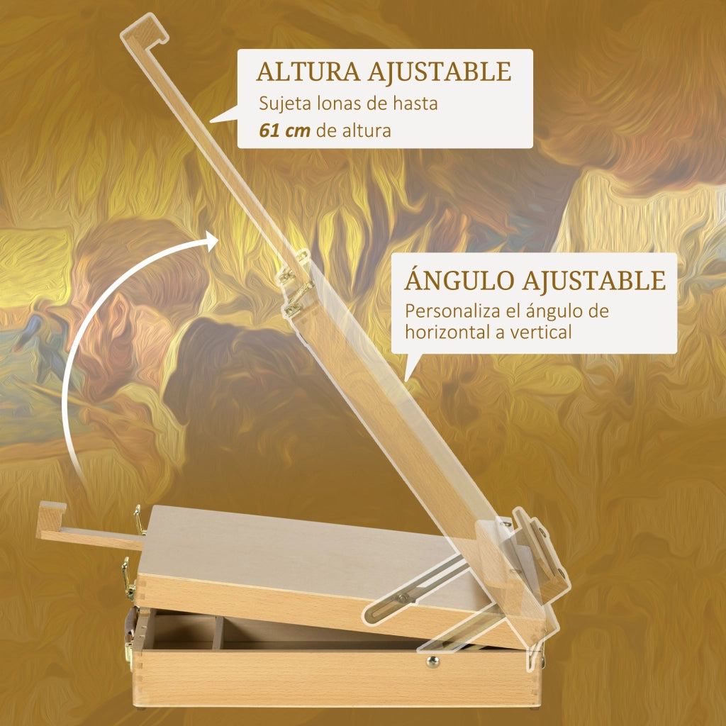 Tavolo Pieghevole con Gambe Regolabili e Ripiani ¨C Zephmum ¨C Legno Naturale 27x41,5x74,5 cm