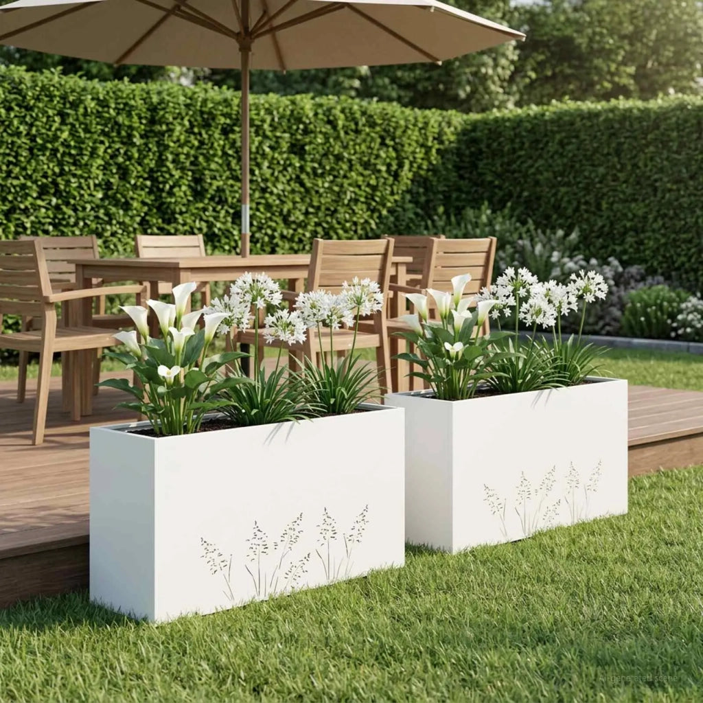 Vaso da giardino 2 pz Bianco 100 x 20 x 49 cm 8005851