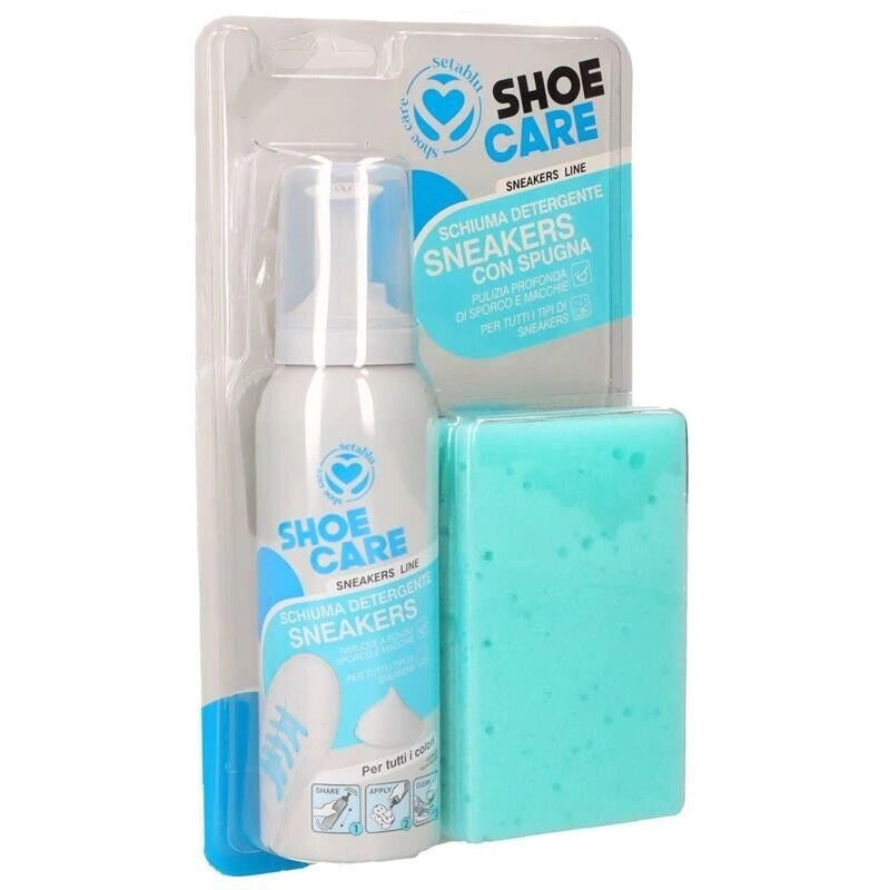 SETABLU SPRAY PULIZIA SNEAKERS 125 ML CON SPUGNA INTEGRATA SCHIUMA DETERGENTE PER PULIZIA PROFONDA