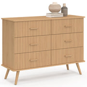 IDMarket - JULIETTE Cassettone a 6 cassetti da 110 cm con doghe in legno color rovere