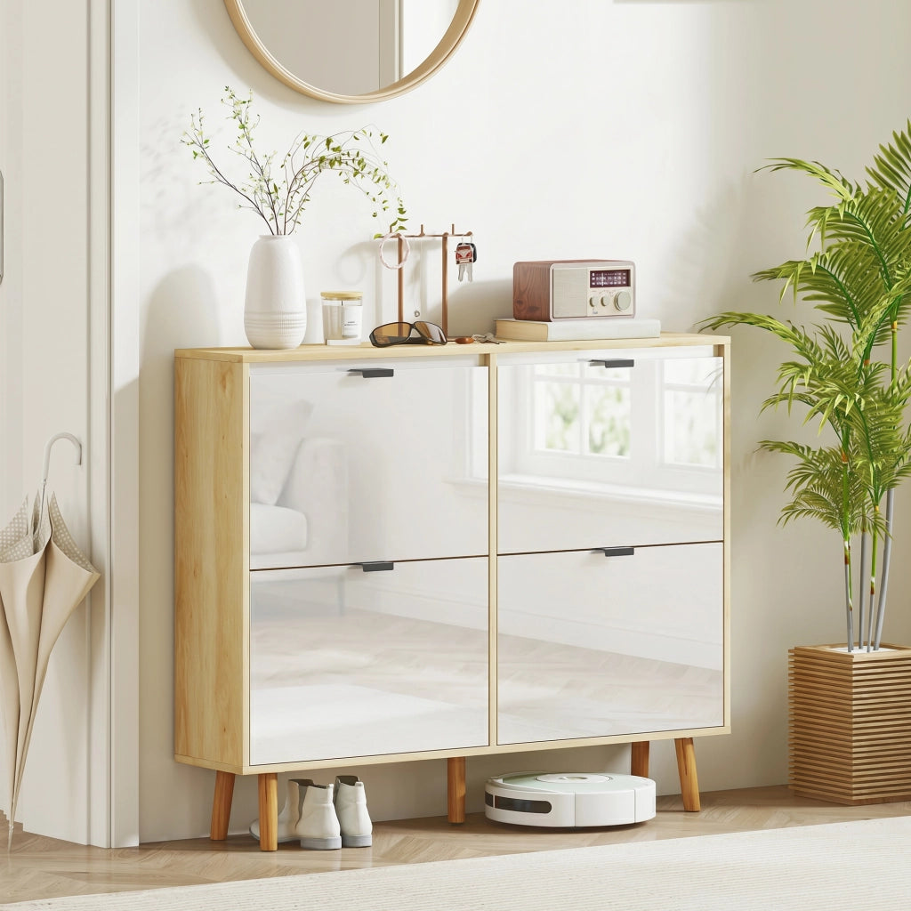 Scarpiera Moderna con 4 Cassetti ¨C Zephmum ¨C 105x24x92.5 cm, Bianco