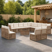 Set Divano da Giardino 14 pcs Beige polyrattan 3434421