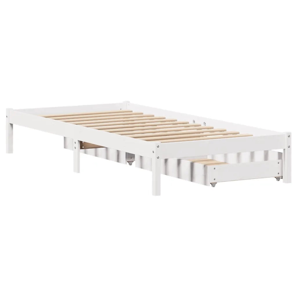 Giroletto senza Materasso Bianco 100x200 cm Legno Massello Pino 3301433