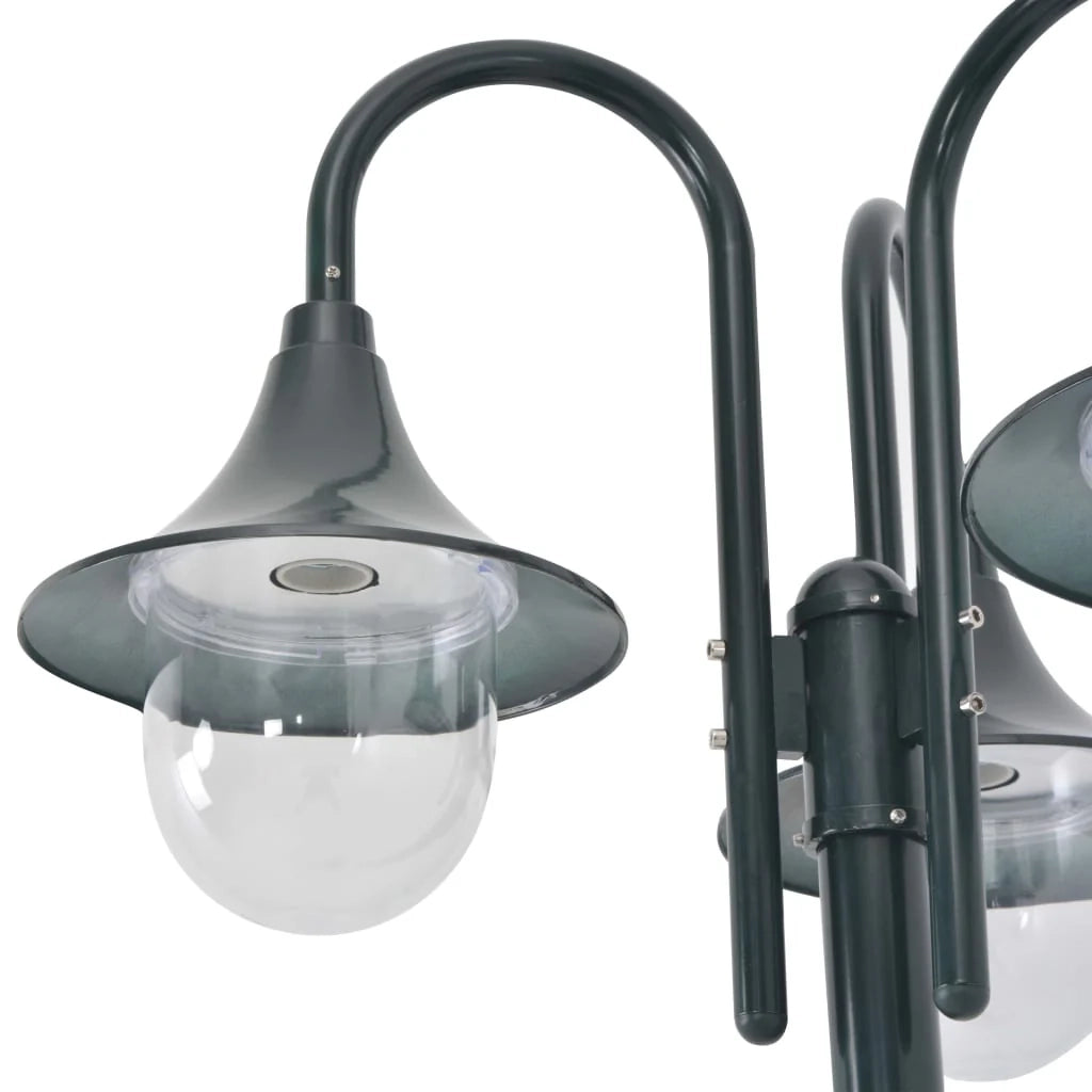 Lampada da terra da giardino E27 220 cm alluminio 3 lanterne verde scuro 02_0042543