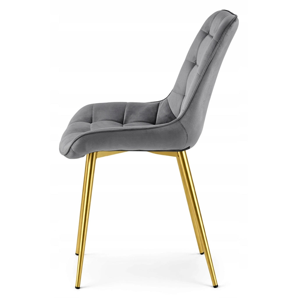 Sedia Bera in Velluto Grigio Antracite con Gambe Oro